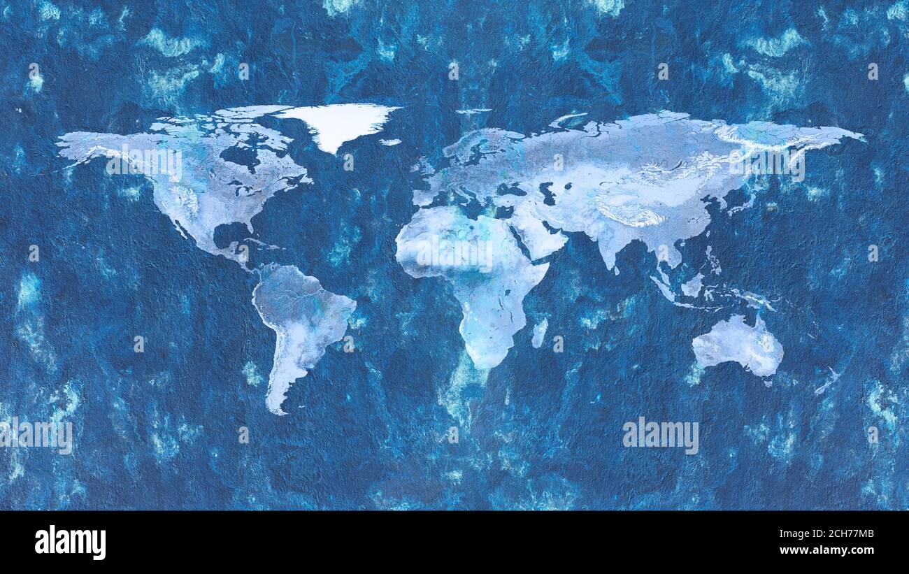 Mappa del mondo su carta fatta a mano. Foto Stock