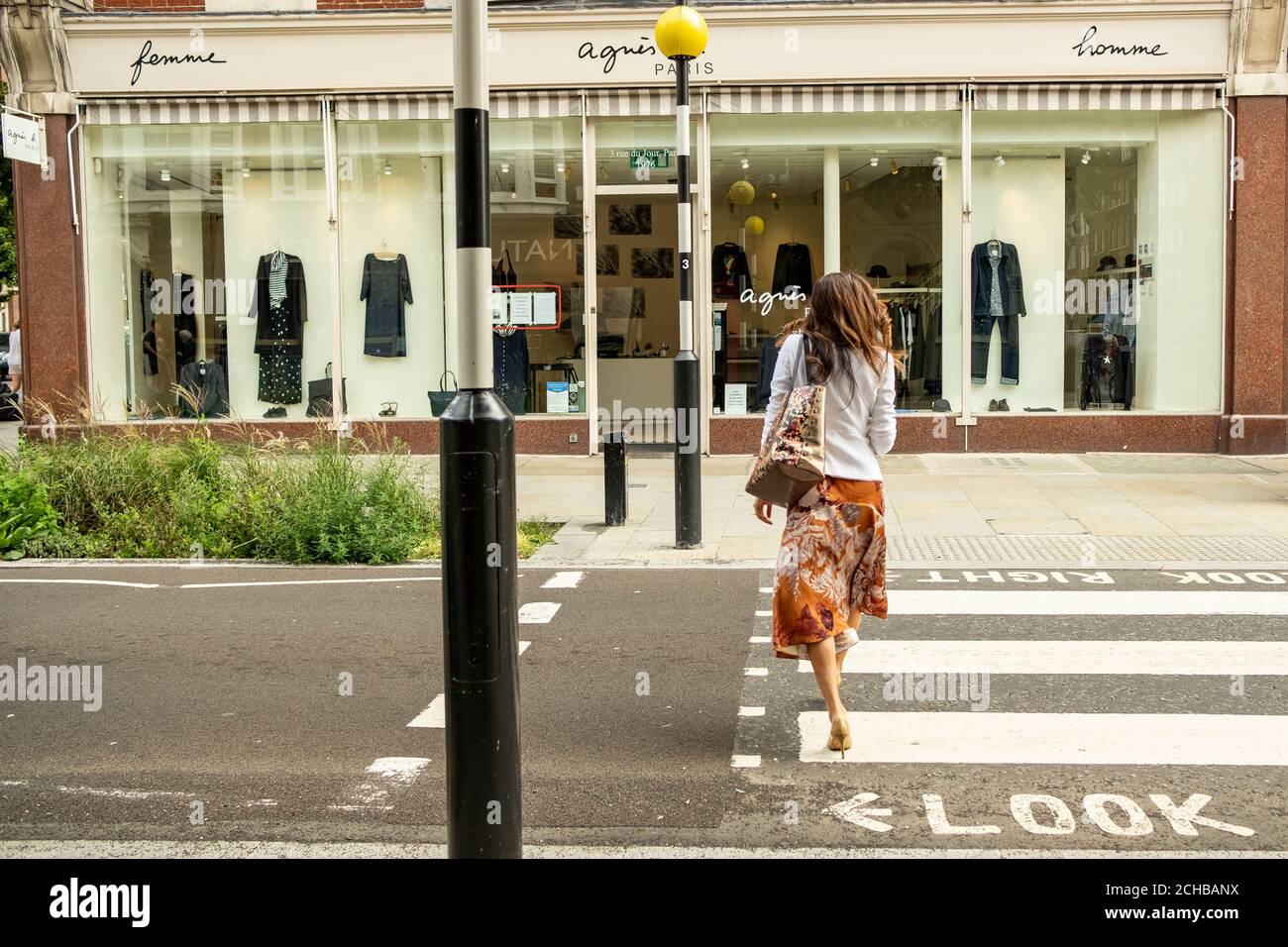 Londra - Settembre 2020: Marylebone High Street / Marylebone Village. Un'attraente area di negozi di alta classe e indipendenti in un'area esclusiva. Foto Stock