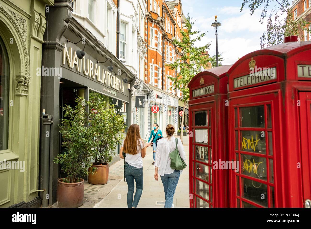 Londra - Settembre 2020: Marylebone High Street / Marylebone Village. Un'attraente area di negozi di alta classe e indipendenti in un'area esclusiva. Foto Stock
