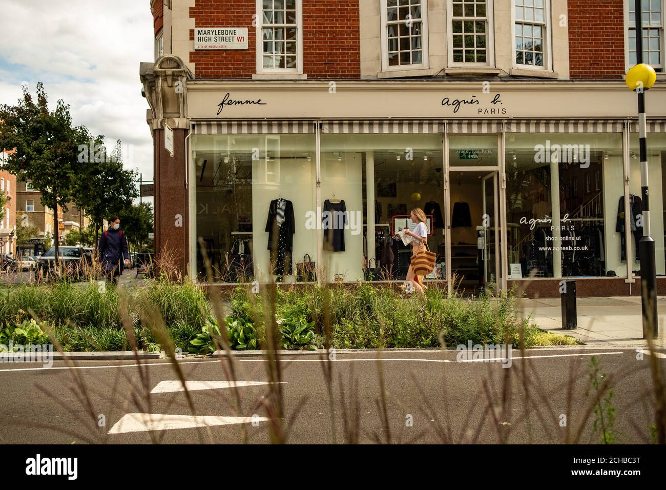 Londra - Settembre 2020: Marylebone High Street / Marylebone Village. Un'attraente area di negozi di alta classe e indipendenti in un'area esclusiva. Foto Stock