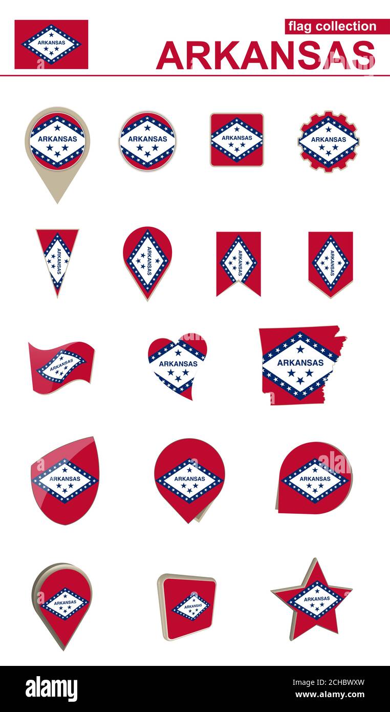 Arkansas Flag Collection. Grande set per il design. Illustrazione vettoriale. Illustrazione Vettoriale