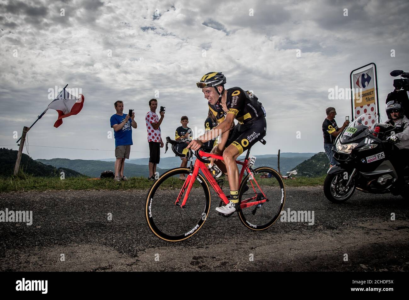 8 Luglio 2017, Francia; Ciclismo, Tour de France 8° tappa: Lilian Calmejane (fra) 1 km dalla cima della Cote de la Combe de Laisia-les Molunes. Luglio Foto Stock