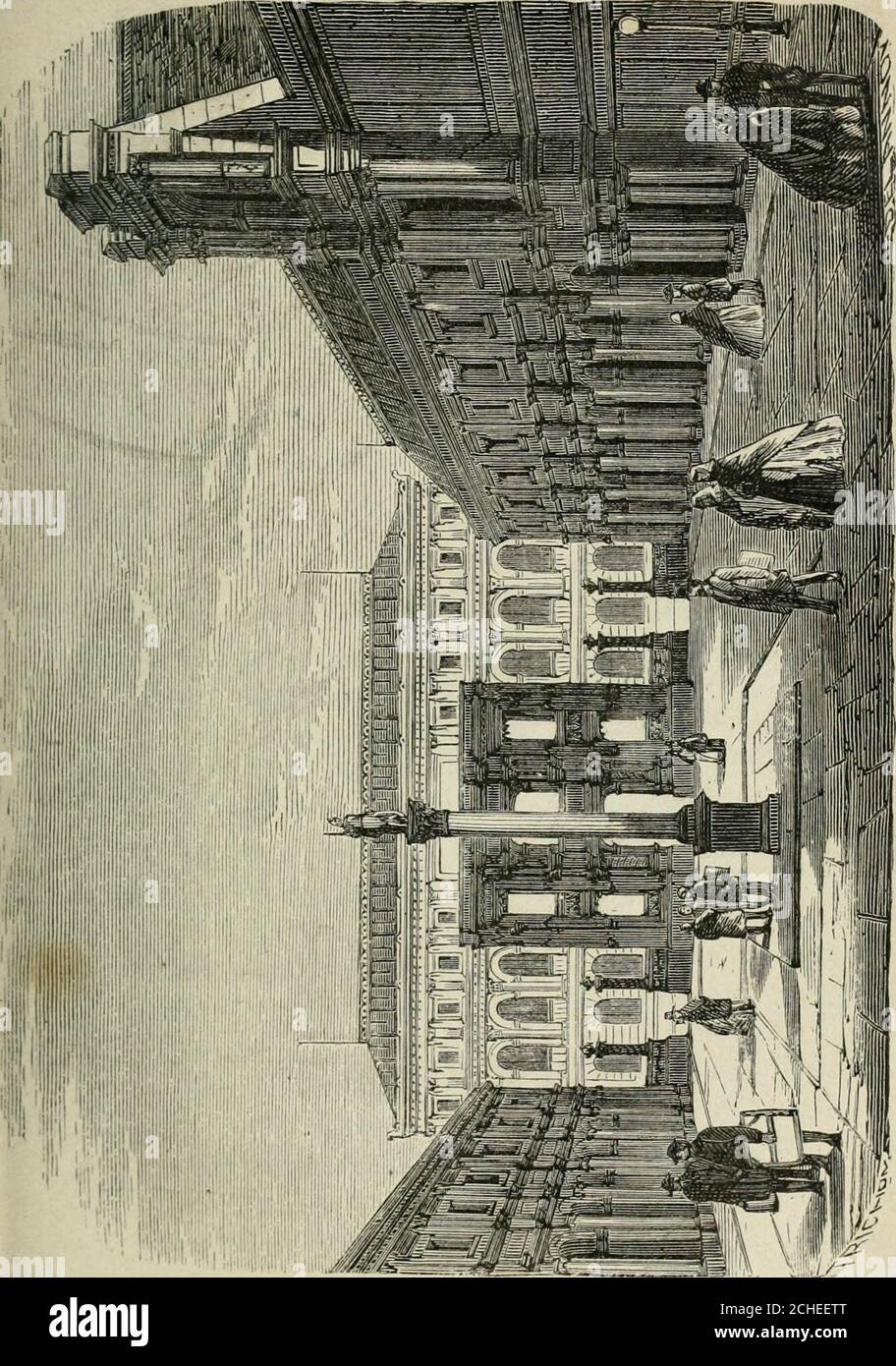 . Les merveilles du nouveau Paris-- . reséparé, et qui, souvent aussi, ont été réunies au ministerèrede linstruction publique, il a les relations avec Rome, lanomination des archevêques, évoques et curés ; lappica-tion des lois protectices de la liberté de conscience et descultes reconnus. Le Ministère de la Marine et des Colonies a lamministra des ports et des arsenaux, le moutement des forcesmaritimes, la nomination des ofliciers de marine ; les bagneset lieux de déportation; lécole de marine; les consolats etlAdministration des Colonies françaises, excepté celle delAlgérie, qui dépend Foto Stock