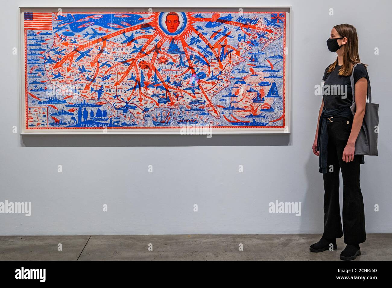 Londra, Regno Unito. 14 Settembre 2020. The American Dream, 2020 - Grayson Perry: Il rapporto PIÙ speciale alla Victoria Miro Gallery. Un'esposizione di nuove opere di Grayson Perry, tra cui ceramiche, arazzi e stampe su larga scala, tutte ispirate al suo prossimo documentario in tre parti Grayson Perry's Big American RoadTrip, che sarà trasmesso sul canale 4 più avanti questo mese. Credit: Guy Bell/Alamy Live News Foto Stock