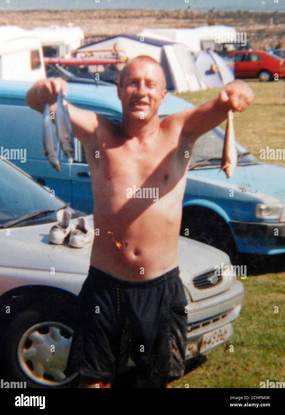 Undated Collect foto di 'Delly' Jones da Troedyrhew durante un viaggio di pesca. Foto Stock