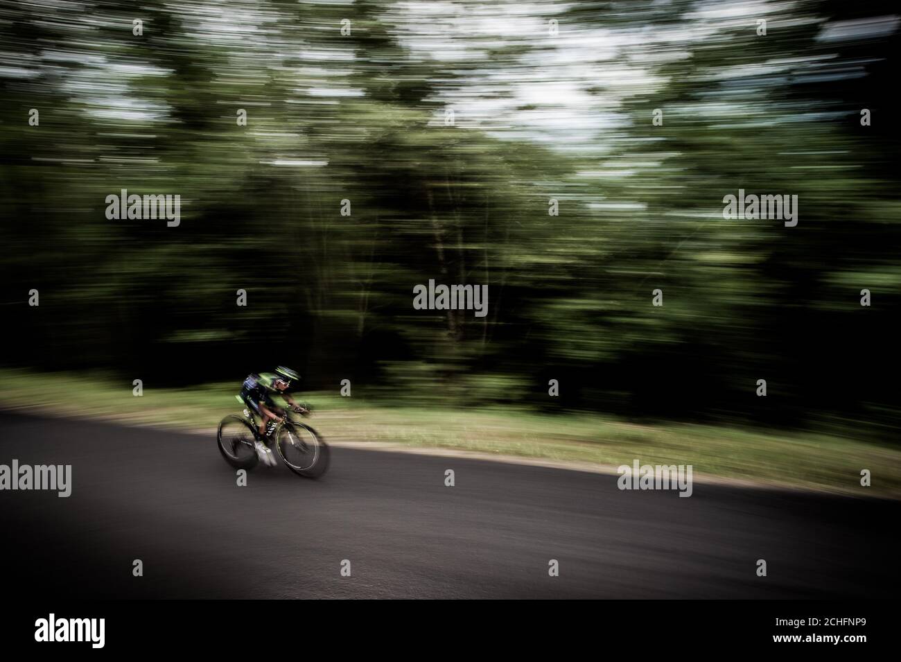 9 luglio 2017, Mont du Chat, Francia; Ciclismo, Tour de France 9° tappa: Nairo Quintana discendente del Mont du Chat. Foto Stock