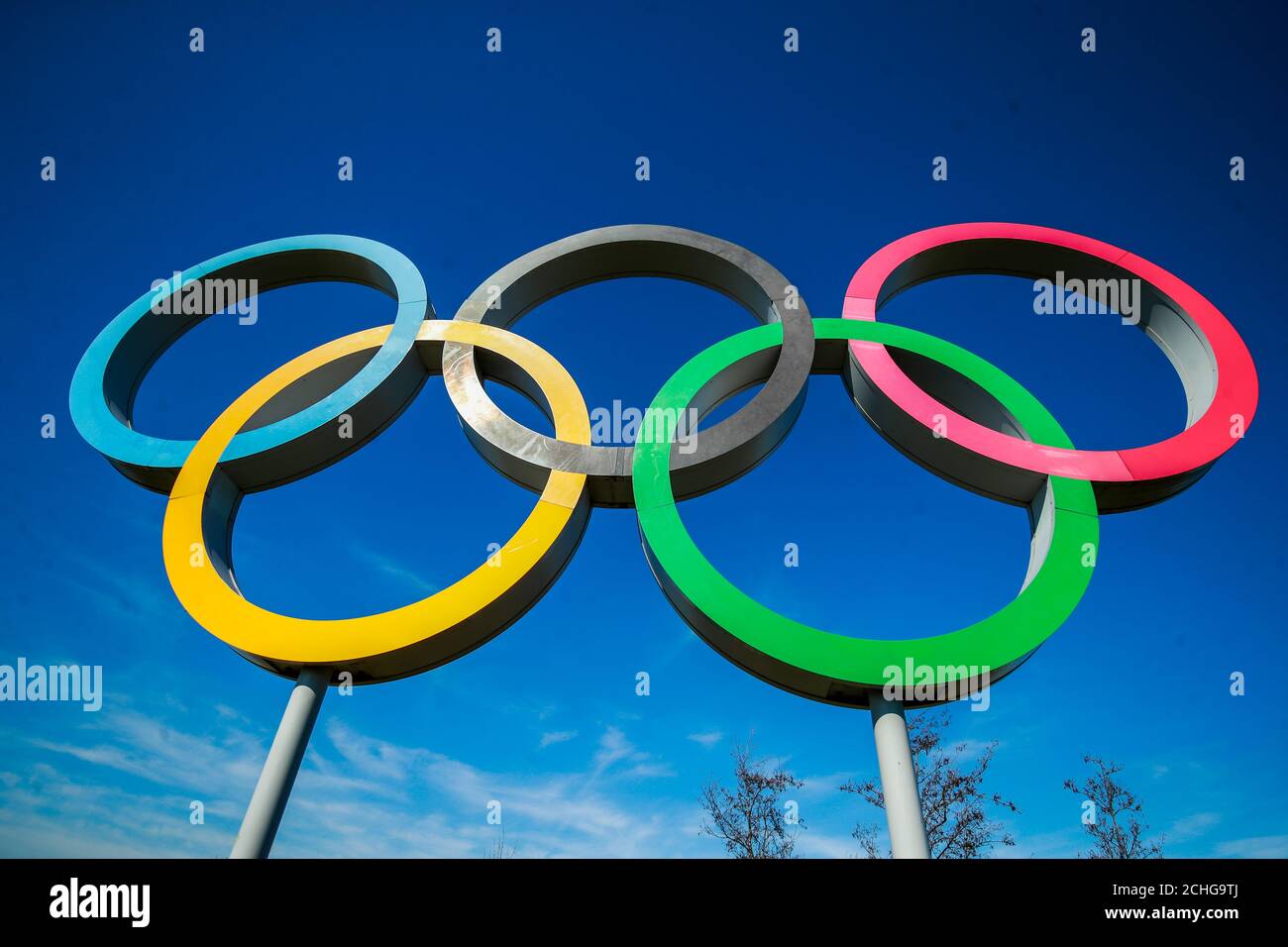 L'Olympic Ring al Queens Elizabeth Park, Londra. Foto Stock
