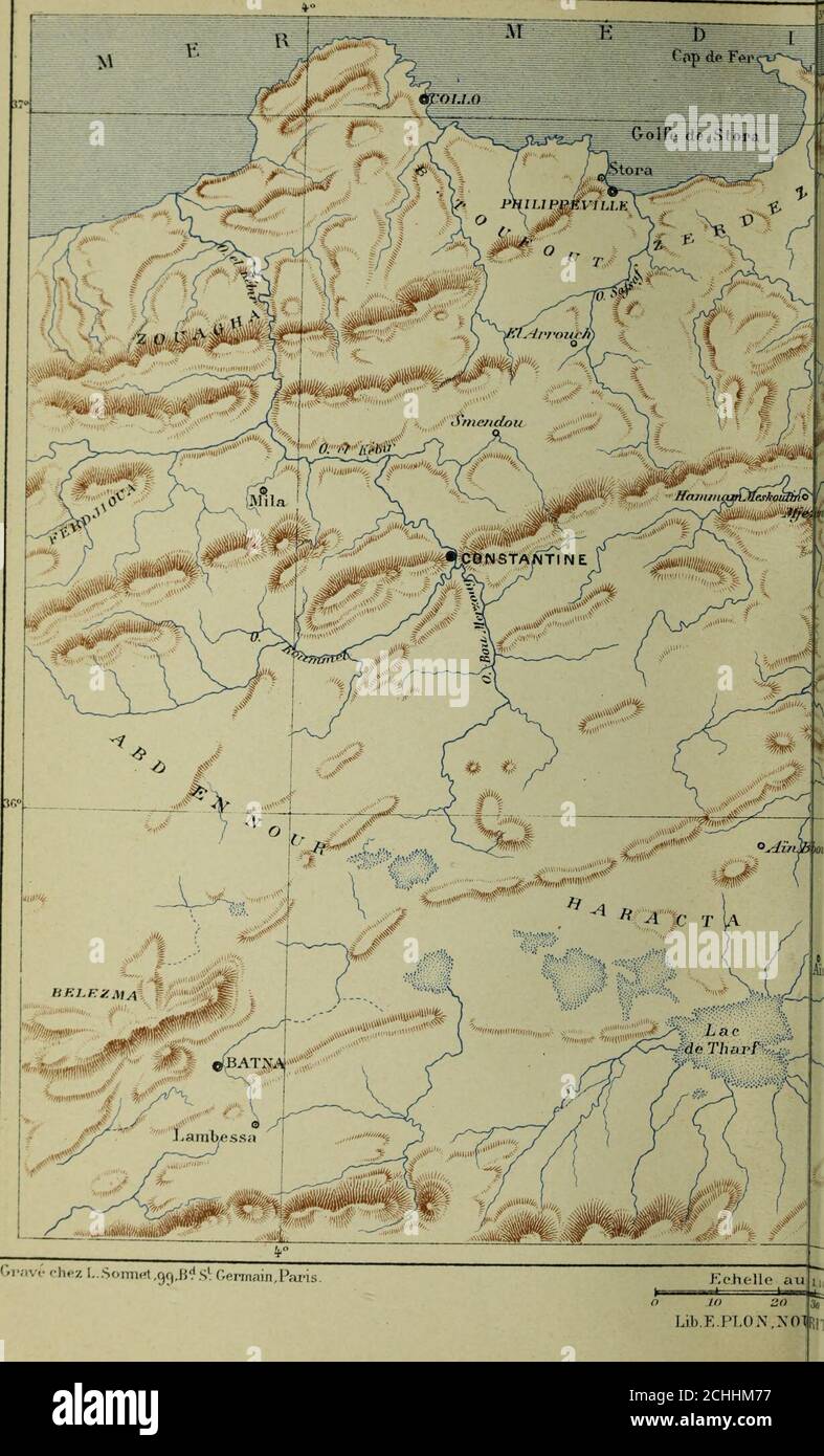 . La conquête de l'Algérie, 1841-1857 . Paras, Imp. Dufrénor. 30 ÏO SO tel. FIRIT et C> Modifica. La conquête de LAlgérie. TELL DE C. grave Chez L.SonneLggJ^ Germain, Parig Pl.V. Foto Stock