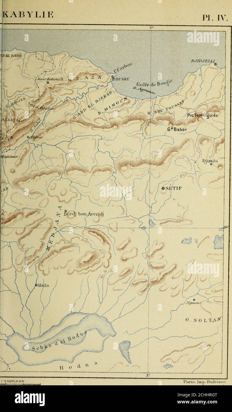 . La conquête de l'Algérie, 1841-1857 . •;.< chez !,..S.))in<-t ,i)|.B1 S Germain, 1 10 -o Mb. E.PLOCN PI. IV.. Paras, Imp. Dufrénor. 30 ÏO SO tel. FIRIT et C> Modifica. La conquête de LAlgérie. DIRE A DE C. Foto Stock
