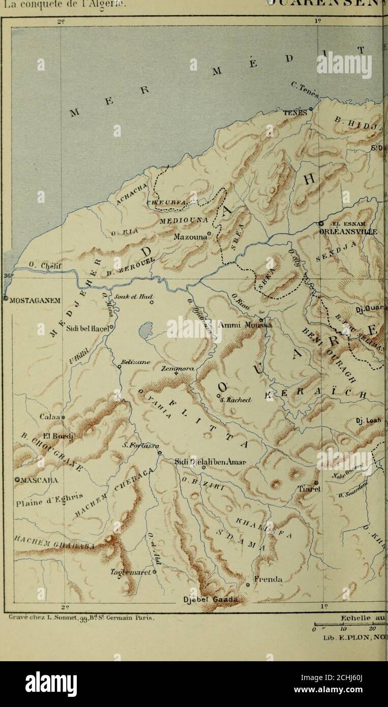. La conquête de l'Algérie, 1841-1857 . Parigi. Imp.Dufiénqv. , a conquête de lAlgérie. OUARKXSEN. ET DAHRA R A y •V PI. un |j|^U m* Ë*¥ Sahefo O.Jaxa/riai, Ùliieùnc^ Mtrkadeni Douera v< moléali ^ V Bon fiojcmz) a Ueug & II^jl [ wv alTl  ^& Bon Koiaui. ï Foto Stock