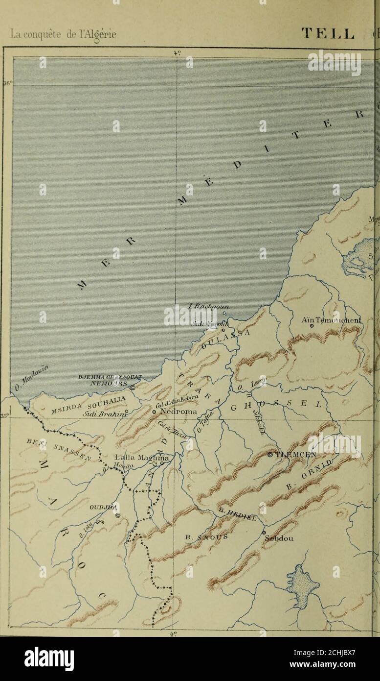 . La conquête de l'Algérie, 1841-1857 . ,,ks *3oo.ooo Paris„Imp Dufrenoy 15 o Sookii. JT et e? Modifica. La conquête de Lloerie. • Chez L.5aris. Echelle a o /() 20 lib.E.PLON.TV* Foto Stock