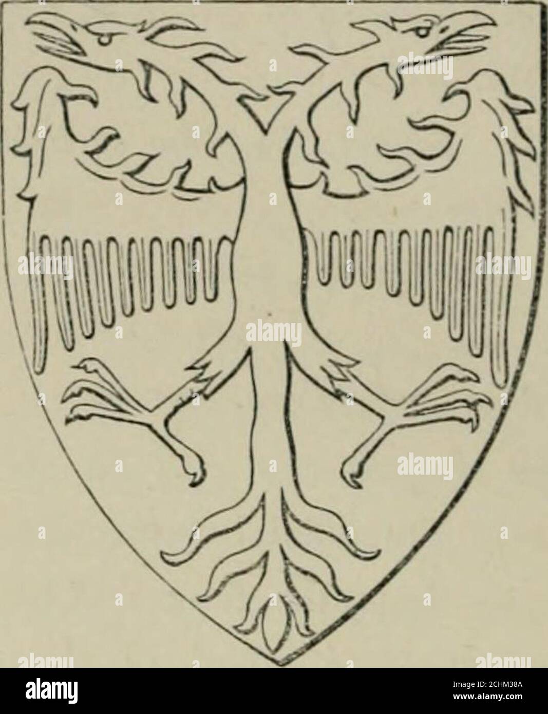 . Eraldica, storica e popolare . 700.-Shield from a early Seal of St. John ; vedere pag. 405. No. 701.-Shield from au early Seal of St. John, of Sussex ; vedi pag. 405. HH. )lVVj^t&lt;^ No. 678 A.-l'Imperatore: Monumento a Kings Langley, a.d. 1402. Vi- Lc-iVedi pagine 390 e 453. CAPITOLO XXXII. ERALDRY STRANIERO. Eraldiia straniera si differenzia principalmente dall'Eraldry di Oura eud ^^^^ Paese per il suo stile predominante, andfn/*^v/ meno preciso nei dettagli e negli utilizzi, ma più elaborato e splendido sia per il carattere che per il trattamento delle sue compo-gizioni. L'Eraldica del tedesco Foto Stock