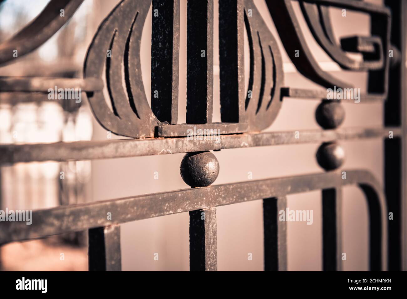 recinzione in metallo forgiato in stile retrò Foto Stock