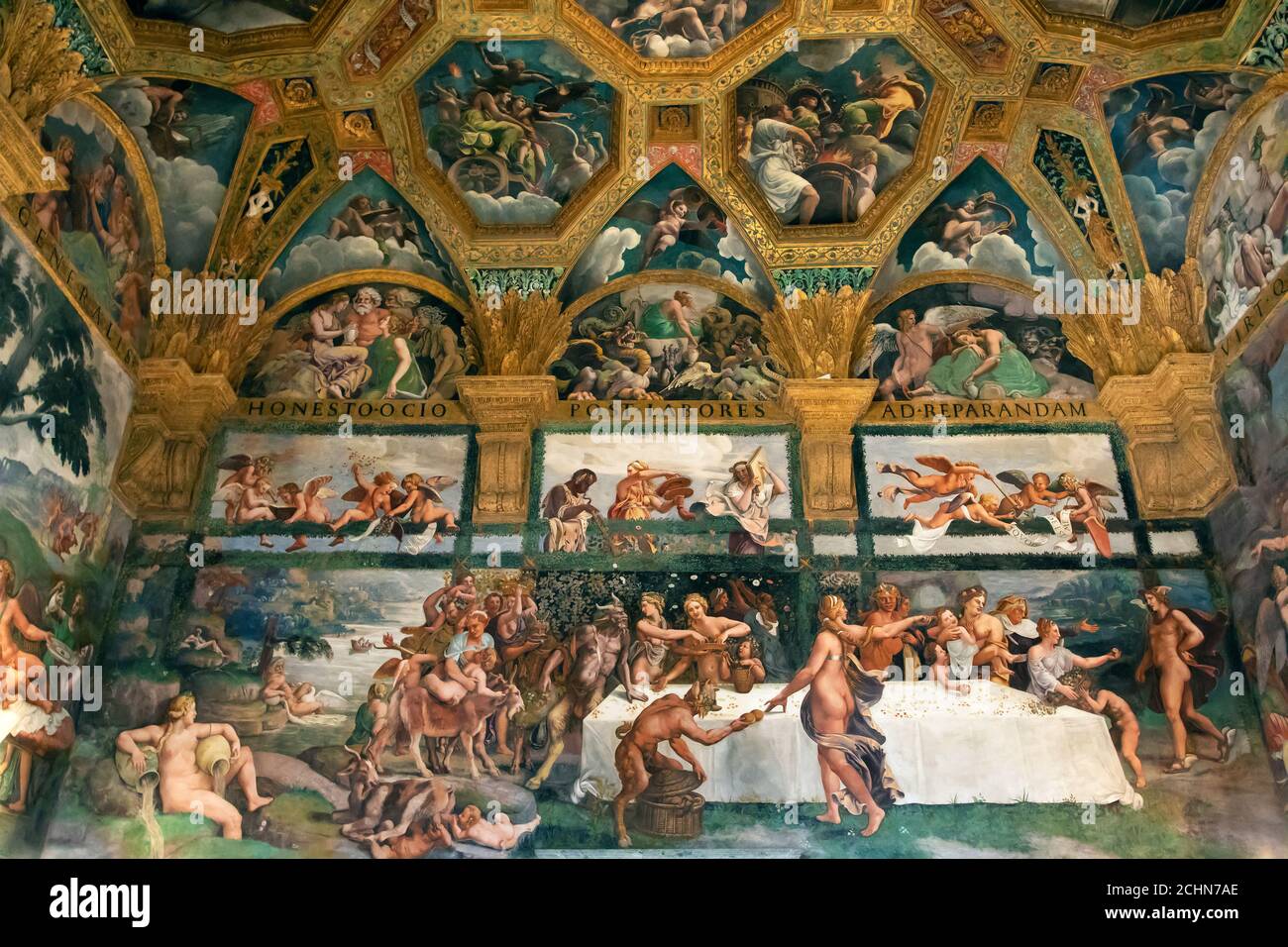 Grandiosità della Sala di Amore e Psiche di Palazzo te, Mantova, Italia Foto Stock