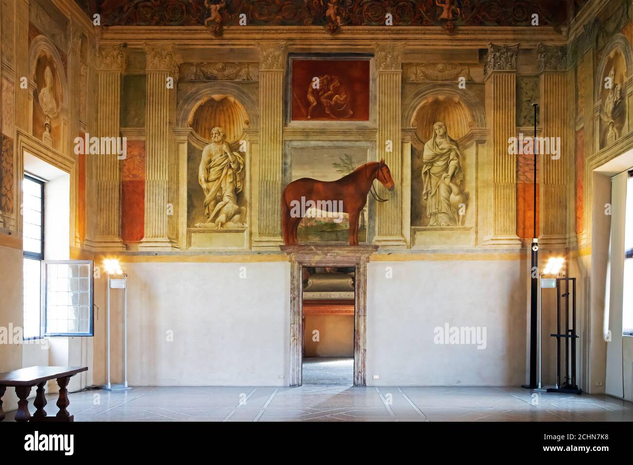 Sala dei cavalli a Palazzo te, Mantova, Italia Foto Stock