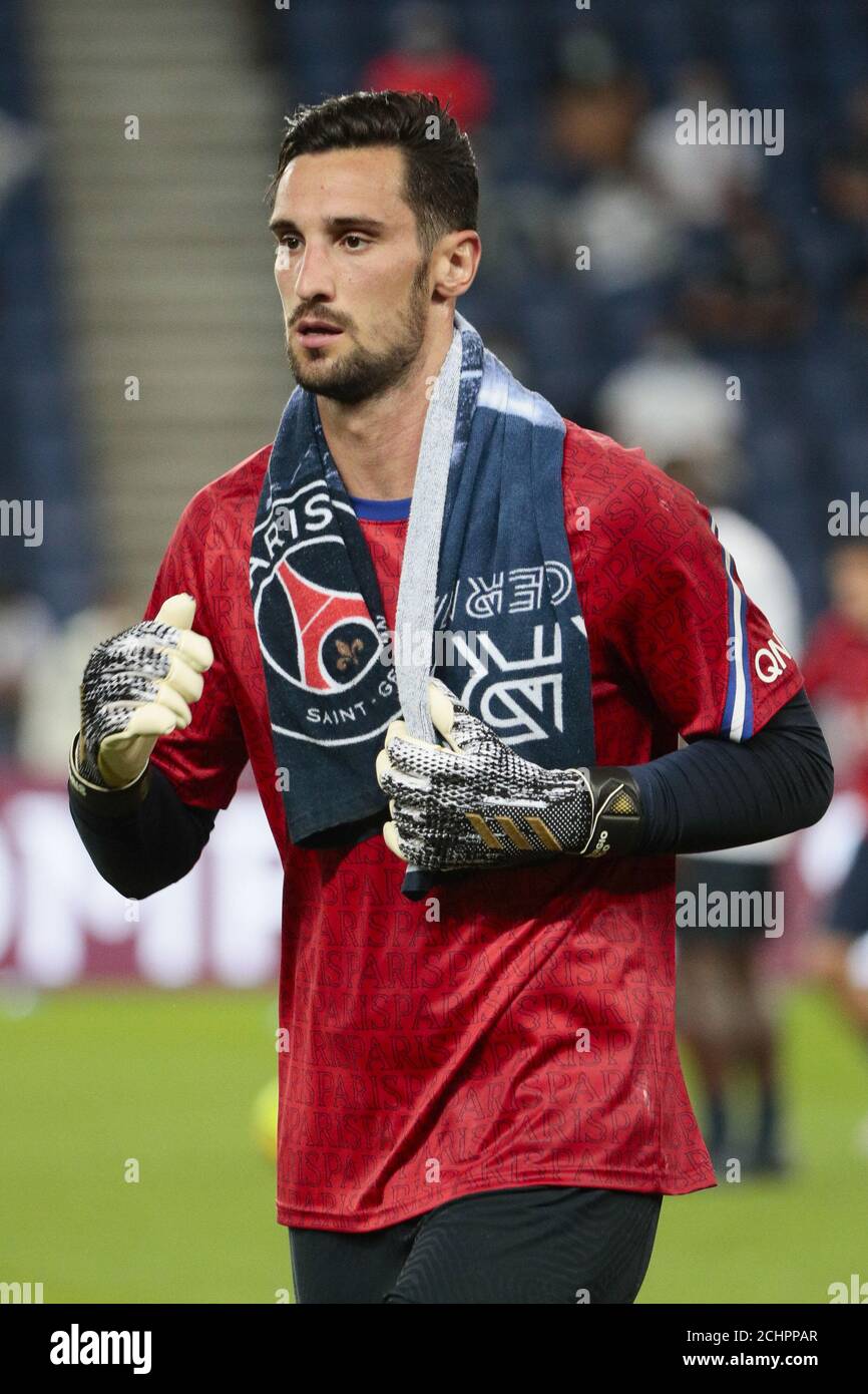 Sergio Rico (PSG) durante il campionato francese di calcio Ligue 1 Partita Uber mangia tra Parigi Saint-Germain e Olympique de Marseille Il mese di settembre Foto Stock