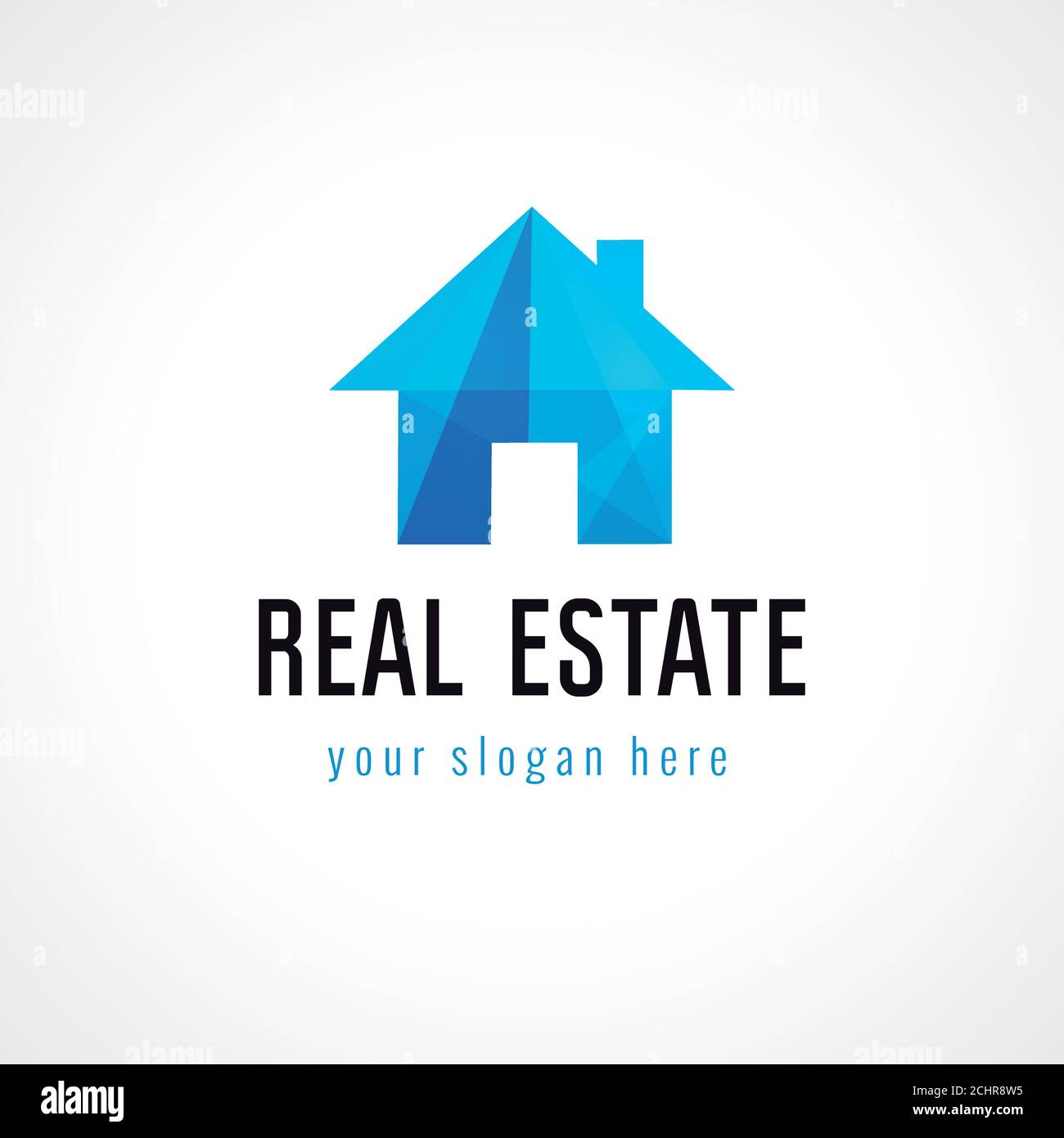 Logo vettoriale in vetro colorato immobiliare. Casa in vendita. Agenzia immobiliare, costruzione, assicurazione, acquisto, investimento, costruzione, riparazione, pulizia Illustrazione Vettoriale