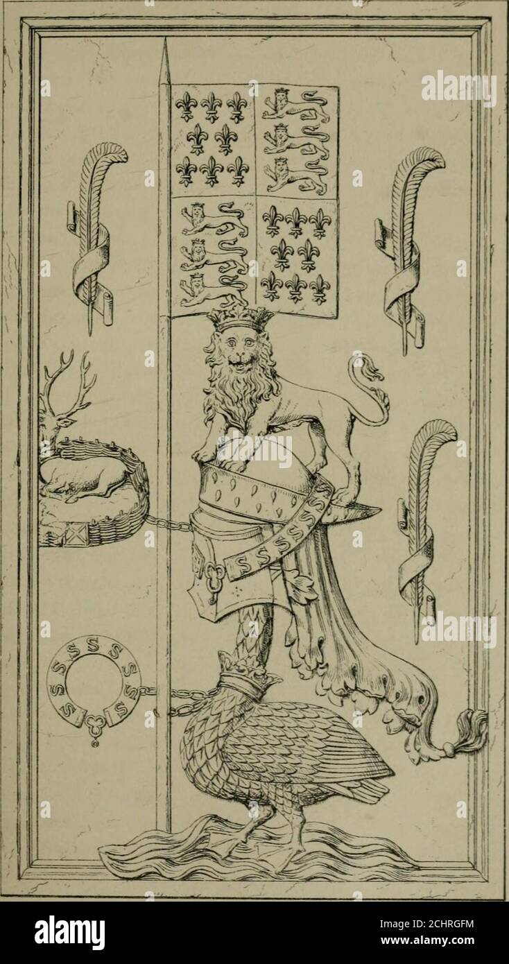 Eraldica, storica e popolare . Antico e Inghilterra tra tico scrolled leoni  di piume hy. Un sigillo di Tommaso, Duca di Gloucester, il giovane di  Edoardo III, No. 509, PI. LXX.,