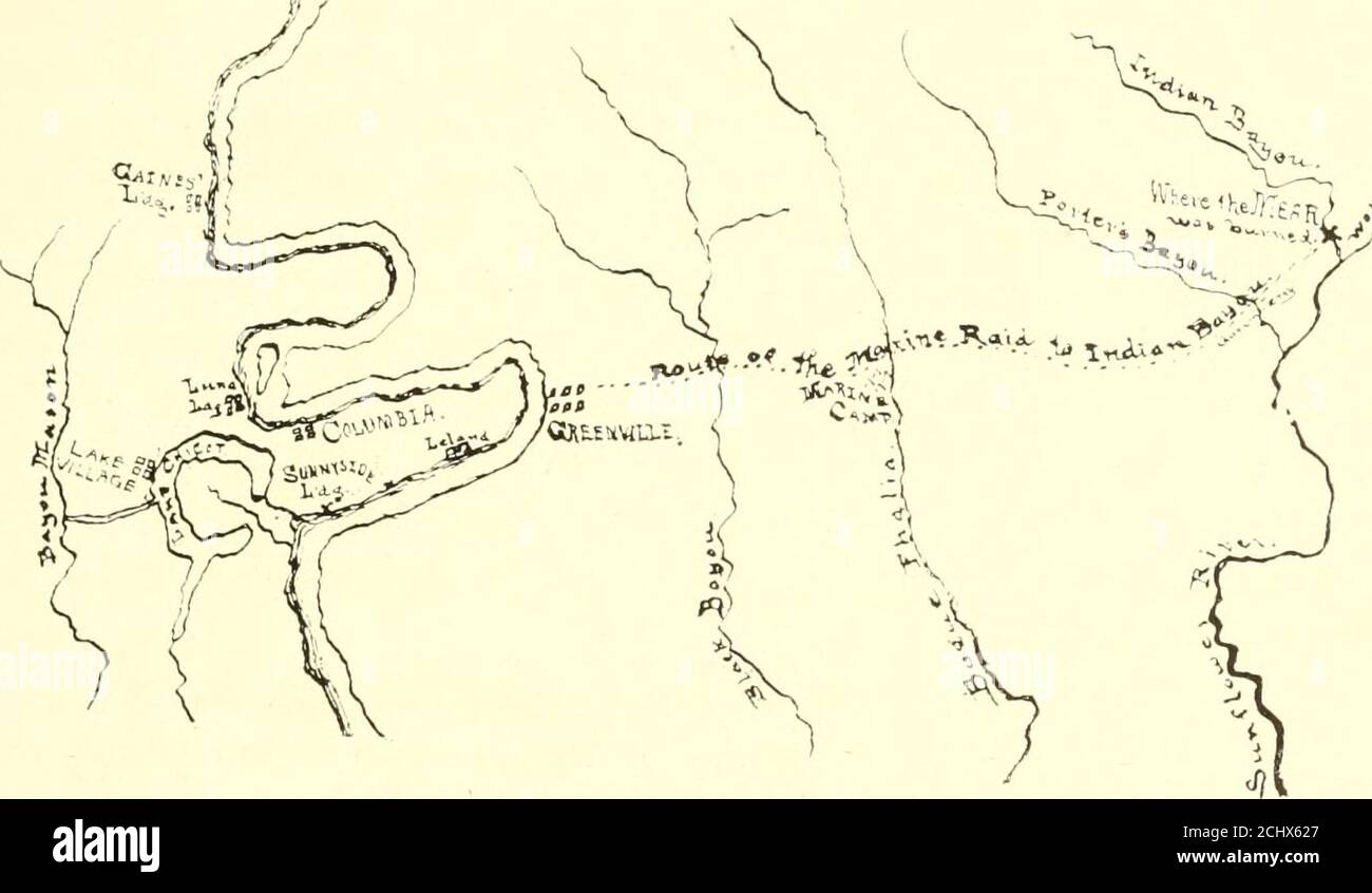 . Storia della flotta di ariete e della brigata marina del Mississippi nella guerra per l'Unione sul Mississippi e i suoi affluenti. La storia degli Elelletti e dei loro uomini . ldiers cavallo cadde su un ponte, e sia cavallo e riderwere cajitnred. Il connnand si tenne costantemente. Attraversò Deer Creek, passò attraverso una grande palude, e giunse a l)ogue Phaliah. Questo Ion(» dei numerosi e peculiari torrenti trovati nel sud, andesj), in particolare in questa parte del paese, generalmente piuttosto stretto, ma il luido di Indutn Thnjoti. 419 dt,t|). shiniii&gt;h. ;iii(l mirio. Un fciTV è stato trovato su questo flusso, un piccolo Foto Stock