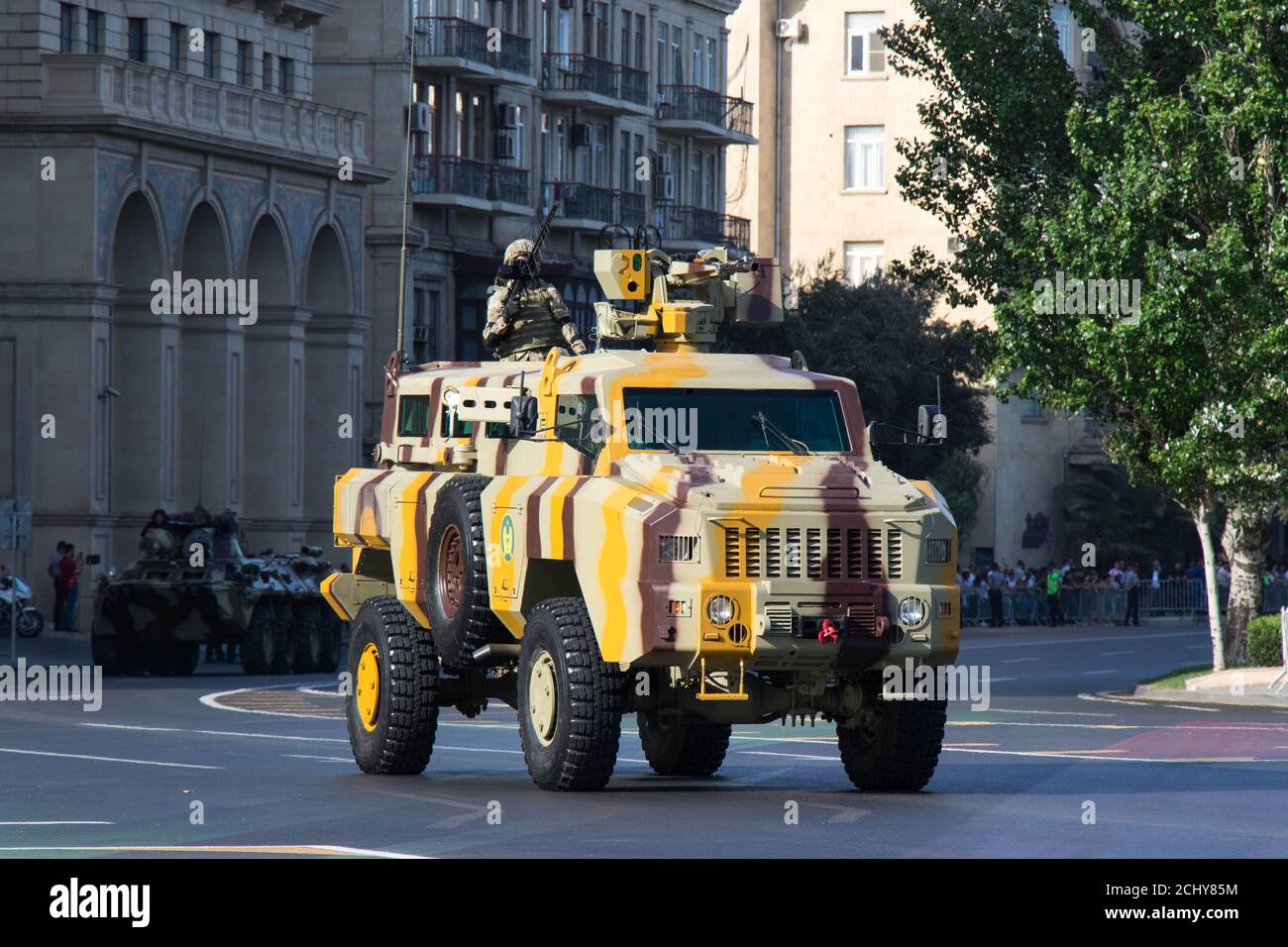 Macchina da combattimento in Azerbaigian parata militare. Baku - Azerbaigian: 15 settembre 2018 Foto Stock