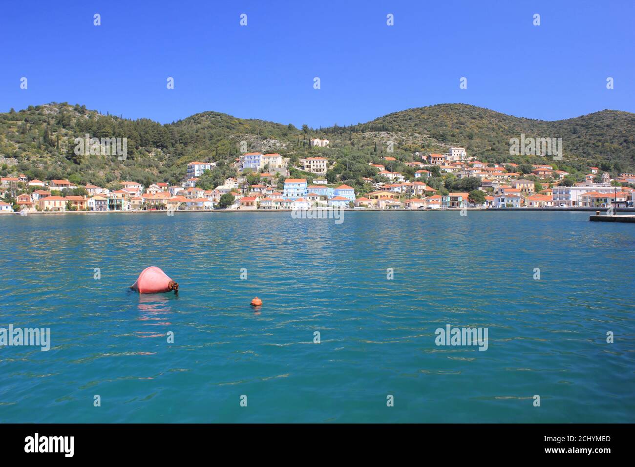 Vathi città di Ithaki (Ithaka) isola nel Mar Ionio in Grecia Foto Stock