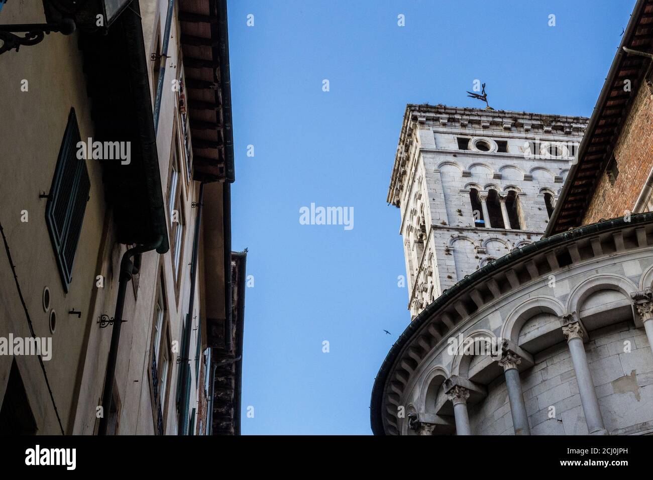 Vista sulla città vecchia di Lucca, Italia Foto Stock