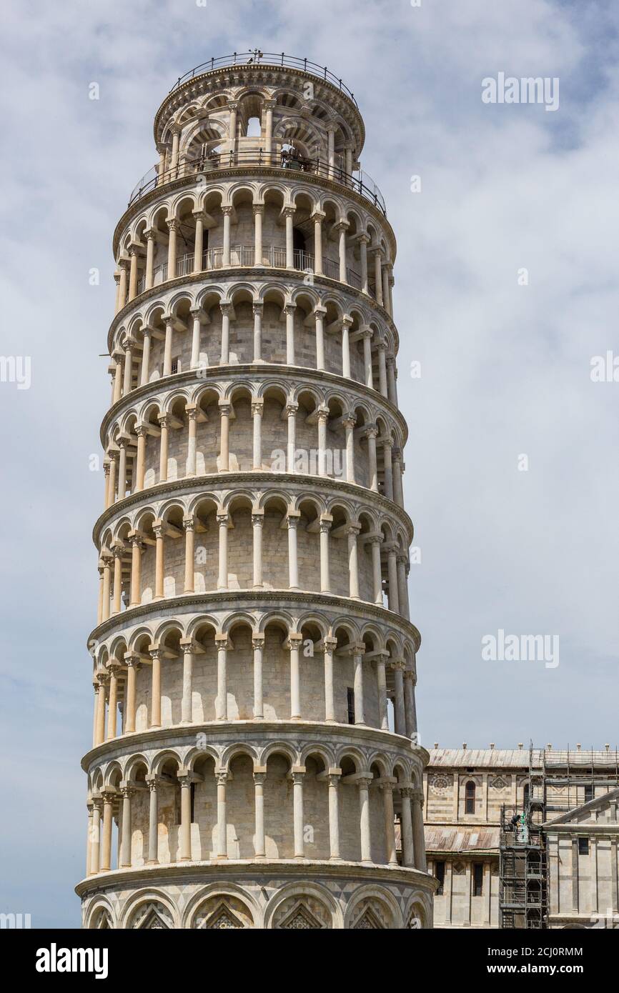 Vista sulla Torre Pendente di Pisa, Italia Foto Stock
