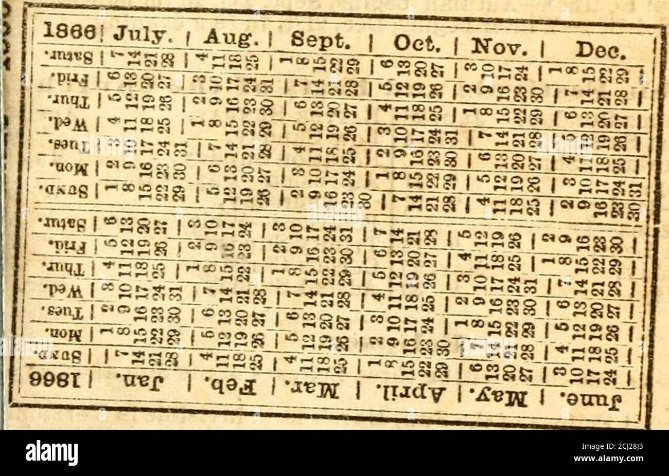 . Libro dell'anno del Vermont . o. XLIX. RERMOJ^T REGISTEE ASH FABMER8 ALMANAC FOK 1866.. ■ AV^oli!S8^?BLF;f,yiLfl^I5,y 0« «AP TEAR «P0«ai. OII^ral^l^r^OSEA DOTON, A. M.MONTPBLIER: INIZIO DELLE FESTE BEASOyg, FASTS Alfl), ETO. Cicli di cliruologia. Numero d'oro, 5 i ciclo solare, 27 i indica ione romano, o EPAct, 14 i lettera dominicale, G j periodo Giuliano, 6575 &lt;vj 0 su. o y 9 a 0 Terra. Personaggi di tli« pianeti, i 5 Mercurio. j ^ Marte. 11 Jupiter.h Saturu.i^ Urano. Personaggi di gigus dello Zodiaco. 1 C(: 6 NI 8PRIIIQ SEGNI. Ariete, il Earn.Taurus, il Bull.G«mlni, i Twins. BUMMER 8ION9 Foto Stock