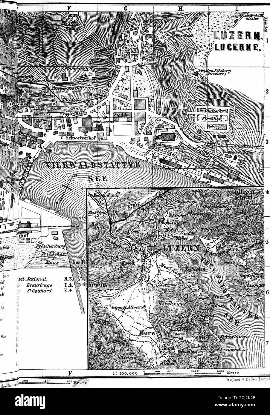 . Svizzera: E le zone limitrofe d'Italia, Savoia e Tirolo : manuale per i viaggiatori . VTsgnei * &«&« leiprig., Kursnal. LUCERNA. 24. Percorso. 69 Faller, sopra Beaurivage; Neu-Schweizerhavs (Kosl), situato in posizione privilegiata; Fete-berg (Pietzker); Kost-IIafliger, Villa Deschwanden, Bramberg 683 d; Stocker, vicino a Musegg-Str.; H6l.-Pens. Giitsch e Pens. Wallis, sul Gillsch (p. 71), con incantevole vista; Suter (penne. 5-6 fr.), sulla collina di Gibilterra (vedi sotto); Schonau, sulla Meggen-Str., 2 M. da Lucerna. Ancora più alta,1 ora al S. di Lucerna (inizio del percorso, vedi PI. A, 3; una-ora Foto Stock