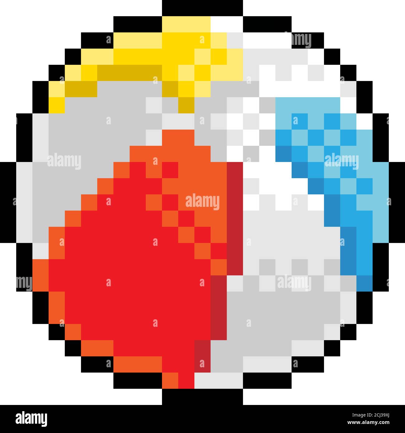Beach Ball pixel Art otto bit icona di gioco Illustrazione Vettoriale
