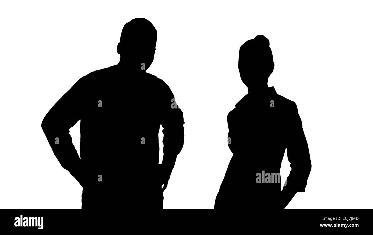 Silhouette uomini d'affari di successo, squadra di affari in posa. Foto Stock