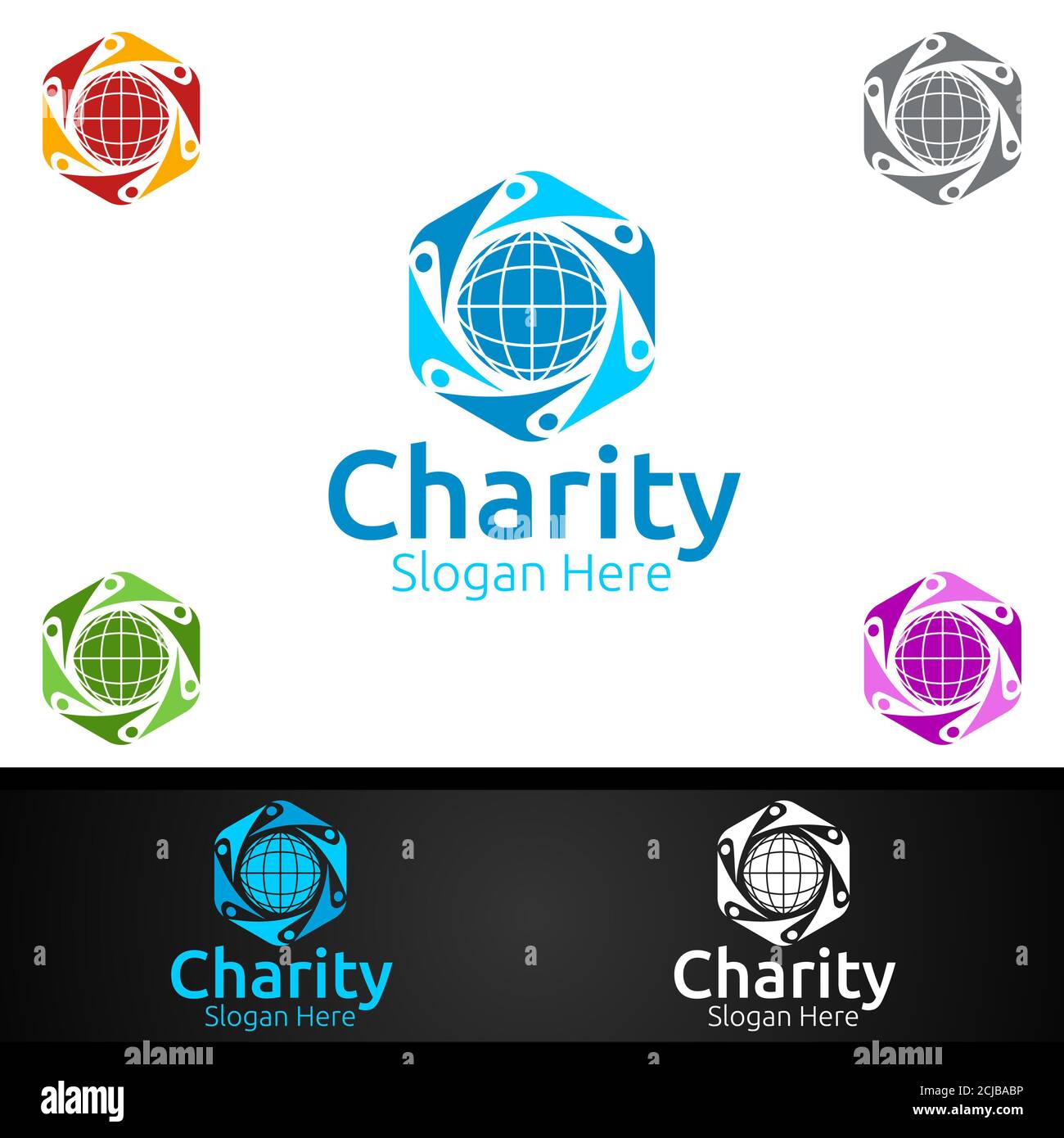Global helping Hand Charity Foundation Creative Logo for Voluntary Church O Charity Donation Design Foto Stock