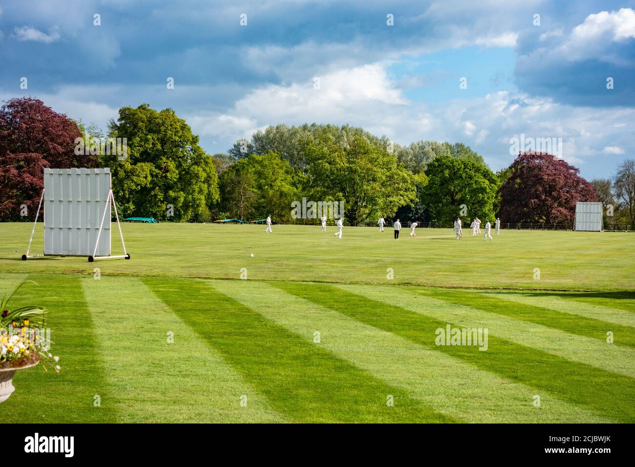 Wiseton Cricket Club che gioca al campo di cricket del villaggio a. Sala Wiseton Foto Stock