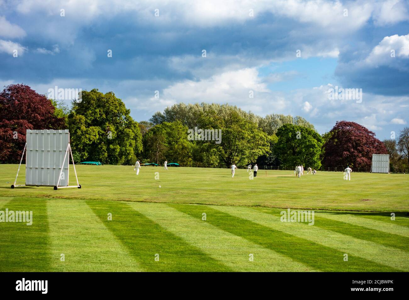 Wiseton Cricket Club che gioca al campo di cricket del villaggio a. Sala Wiseton Foto Stock