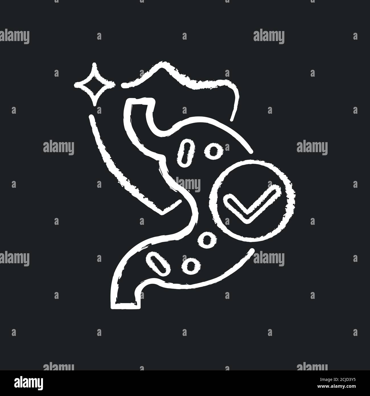 Probiotici gesso bianco icona su sfondo nero Illustrazione Vettoriale