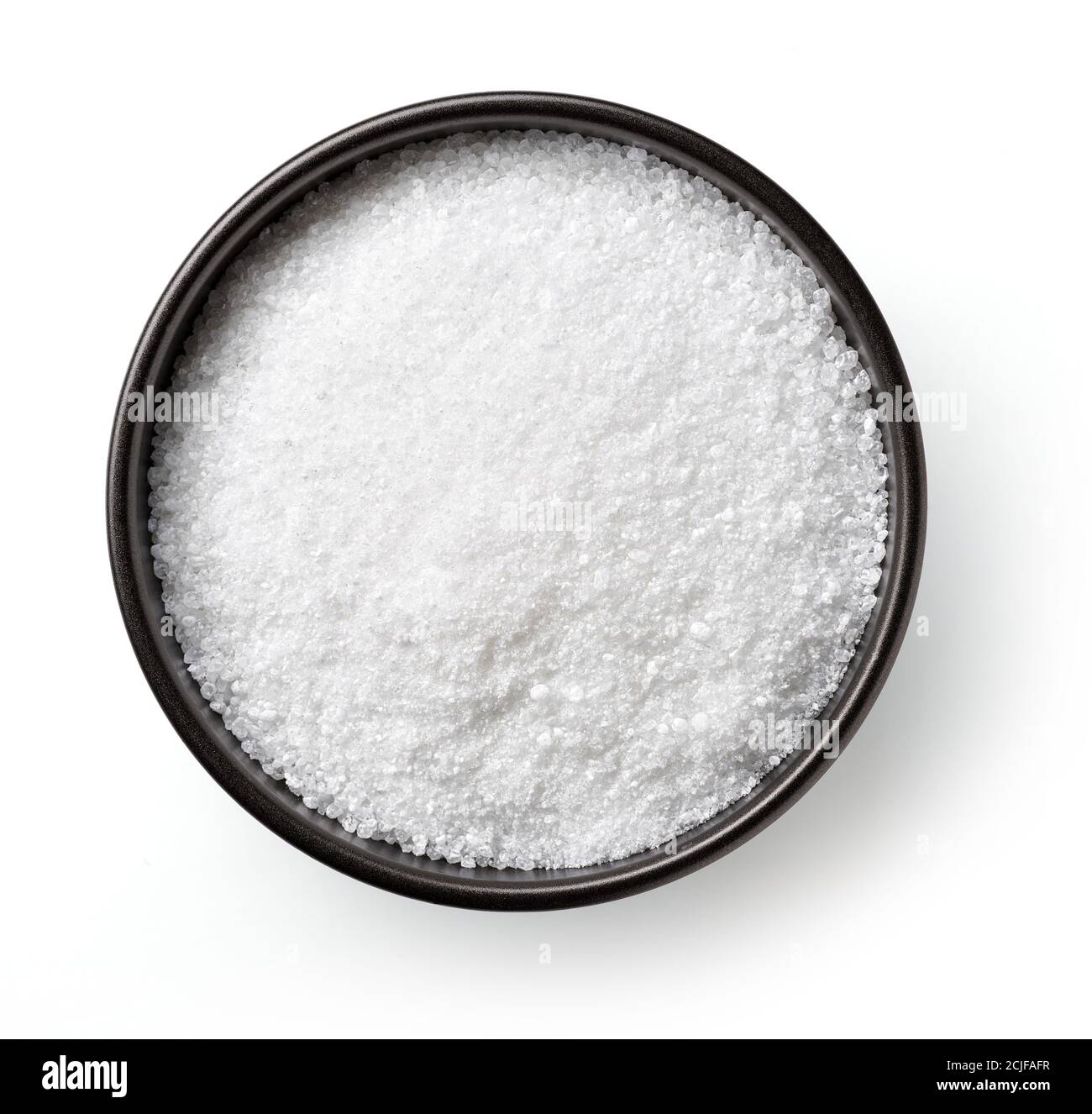 Ciotola di acido citrico isolata su bianco, dall'alto Foto Stock