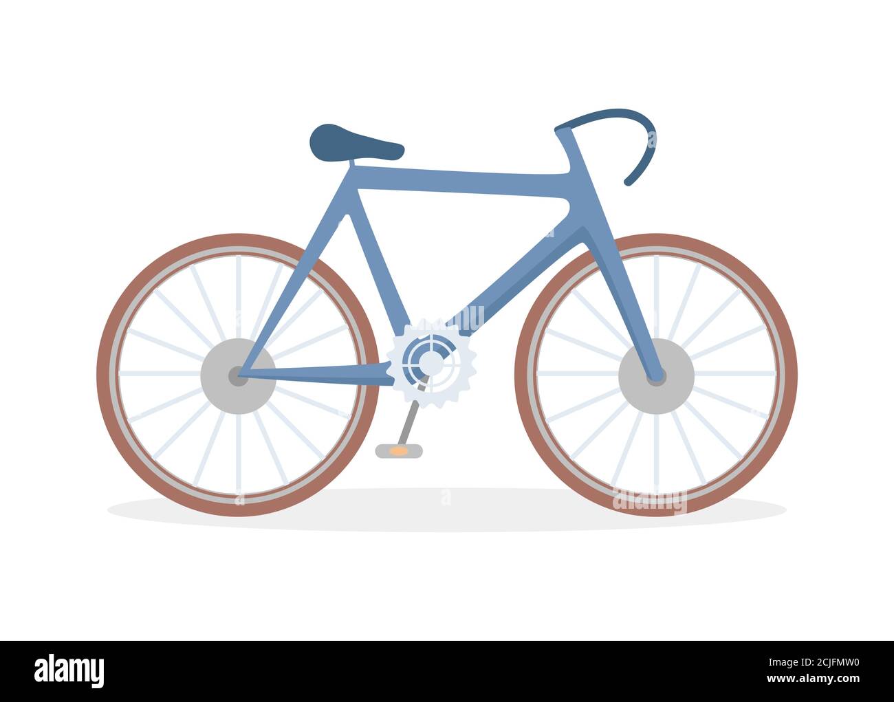Classico vettore di bicicletta piatta illustrazione isolato su sfondo bianco. Mountain bike a sospensione completa, moderna city bike. Bicicletta a più velocità per adulti. Sport, stile di vita attivo. Illustrazione Vettoriale
