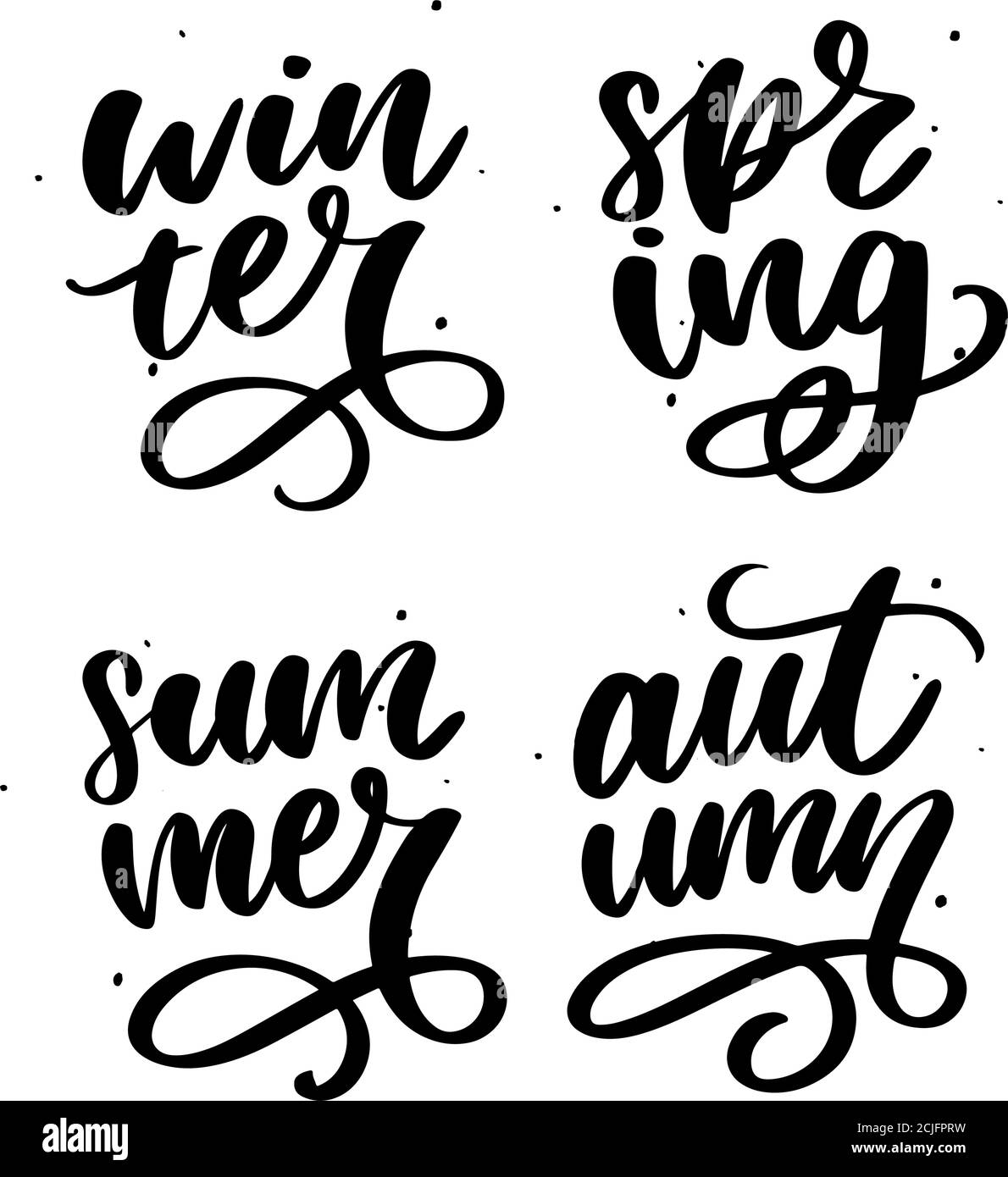 Parole colorate - Primavera, Estate, Autunno, stagioni invernali calligrafia Illustrazione Vettoriale