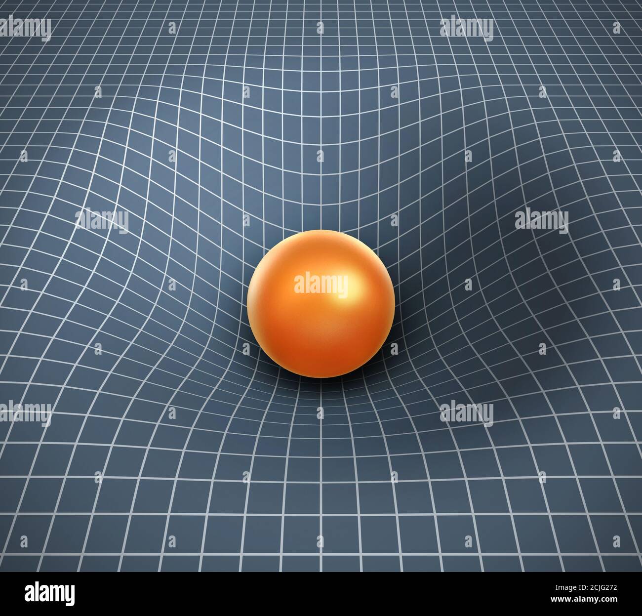 illustrazione 3d della gravità - oggetto che influisce sullo spazio/tempo Foto Stock