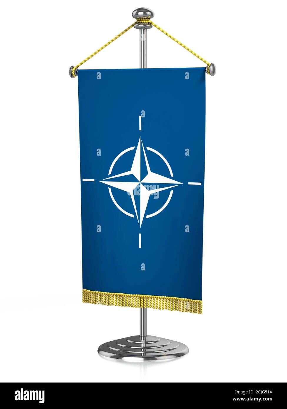 Bandiera da tavolo 3d NATO isolata Foto Stock