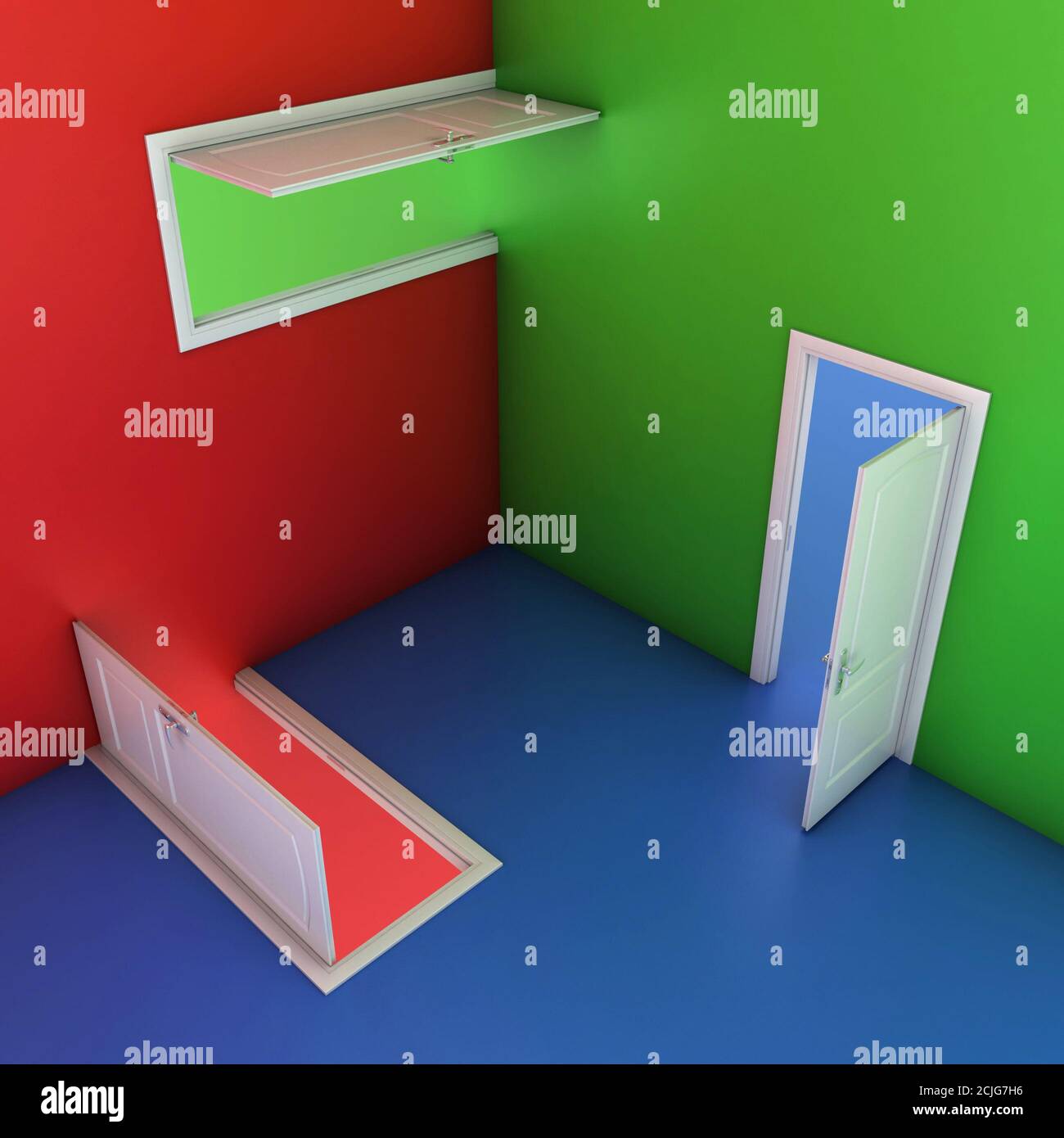 astratto porte illusione 3d rendering Foto Stock
