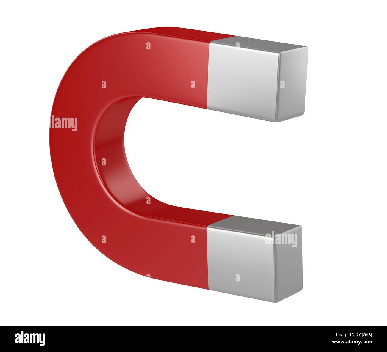 Il magnete a ferro di cavallo isolato su bianco Foto Stock