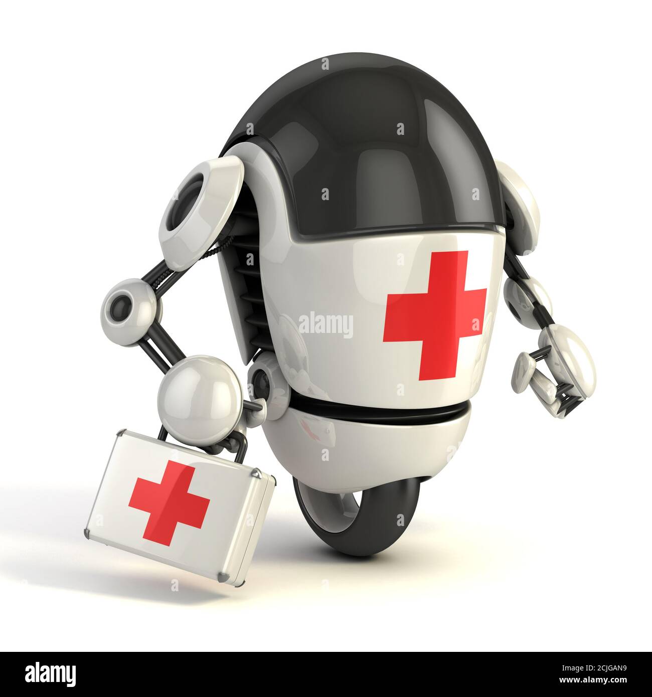 robot medic - rendering 3d del cartone animato divertente come robot con il  primo soccorso che canta su di esso tenendo il kit medico di pronto  soccorso Foto stock - Alamy