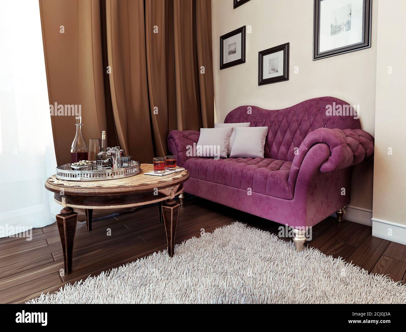 Divano in camera stile avanguardista, immagine 3d Foto Stock