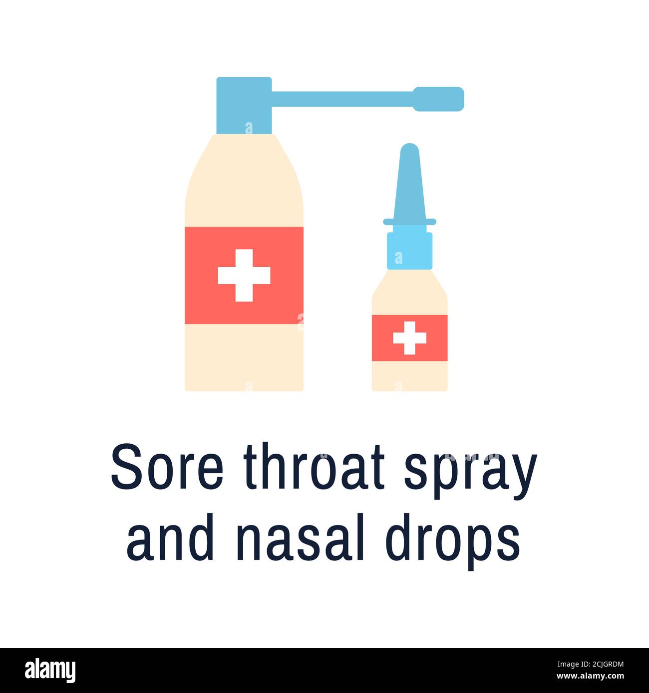 Icona spray nasale piatto. Flacone medicinale mal di gola Illustrazione Vettoriale