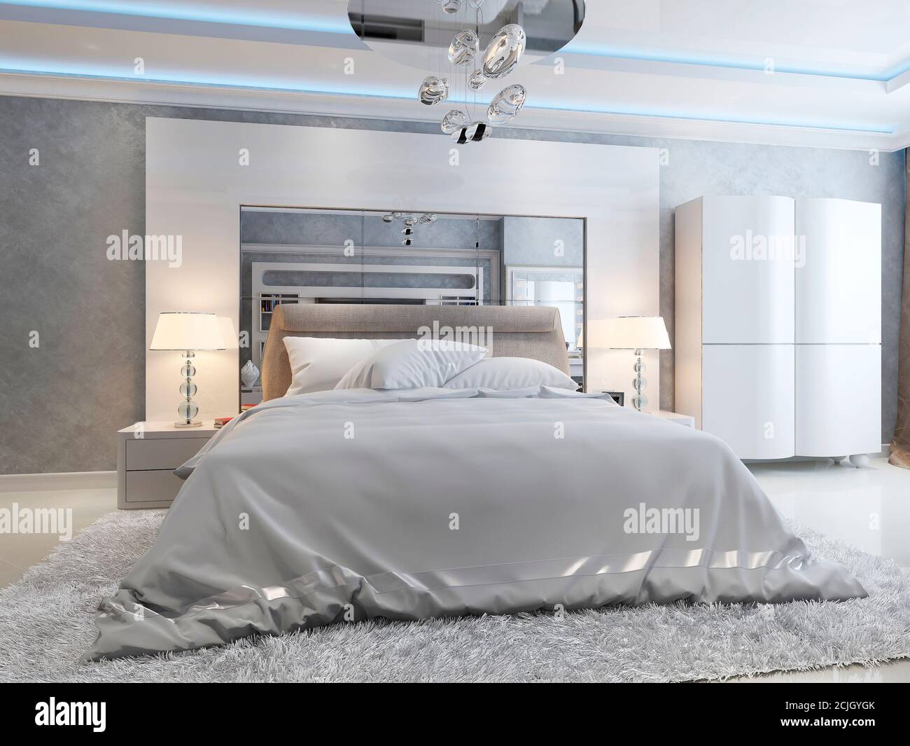 Luce del letto stile classico, immagine 3d Foto Stock