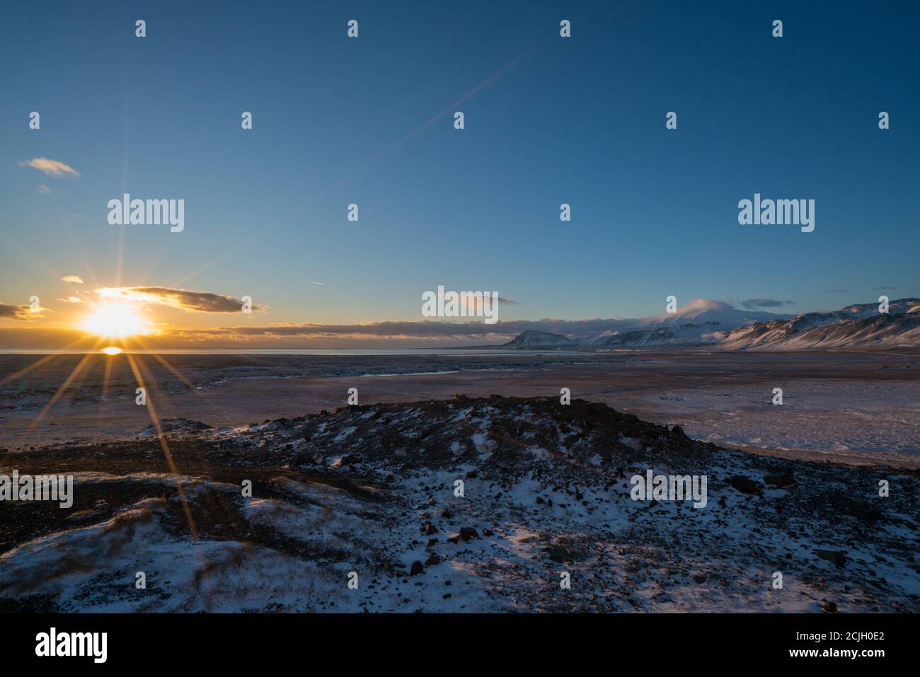 Starburst Paesaggio in Islanda Foto Stock