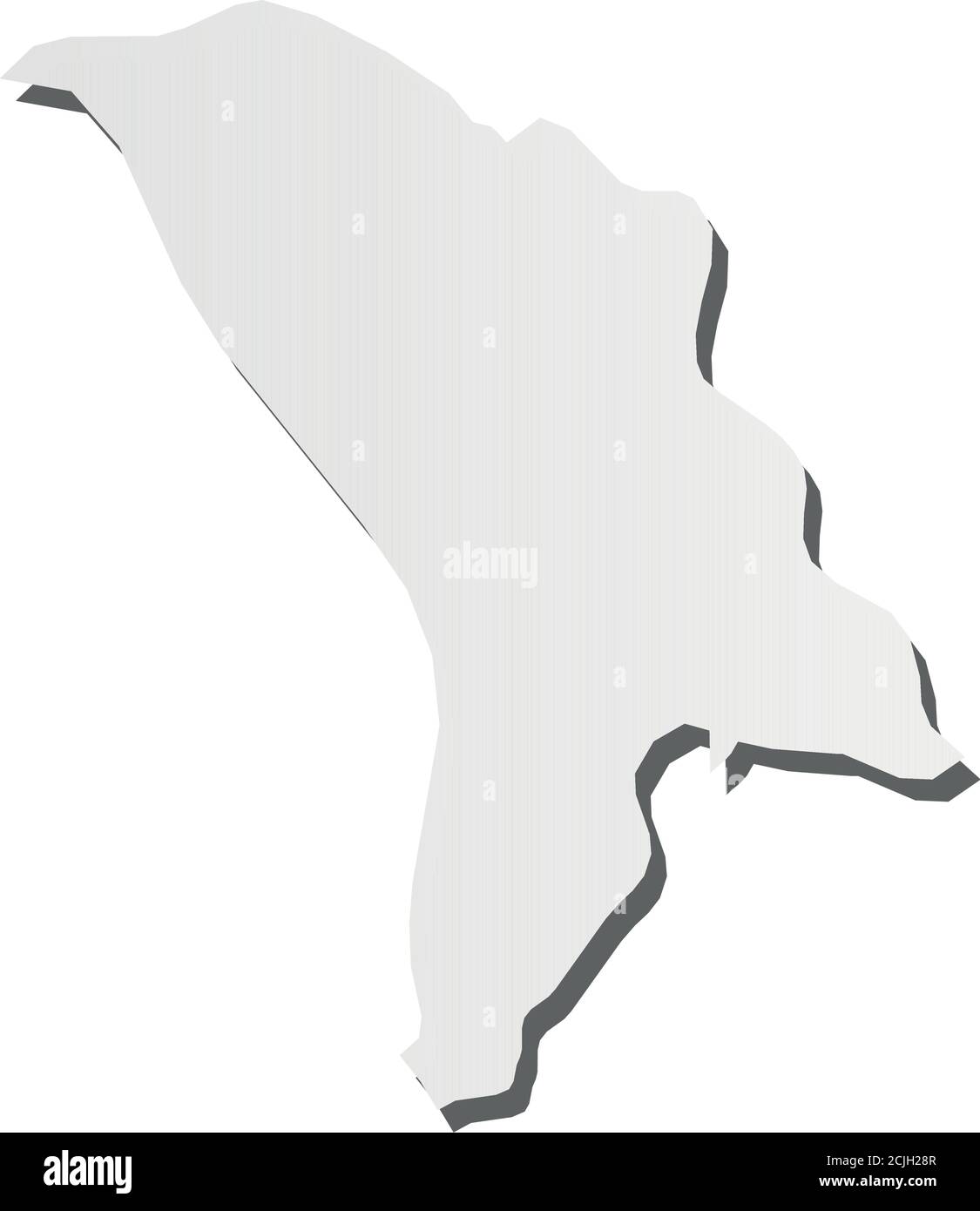 Moldavia - mappa di silhouette grigia 3d dell'area di campagna con ombra. Semplice illustrazione vettoriale piatta. Illustrazione Vettoriale
