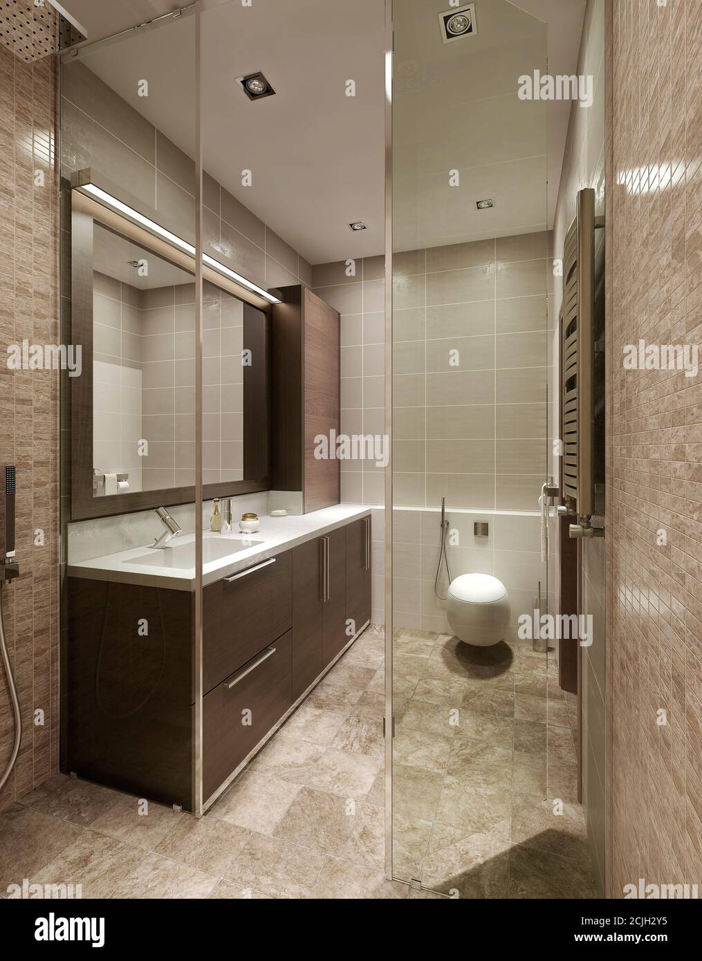 Stile costruttivista del bagno, immagini 3d Foto Stock