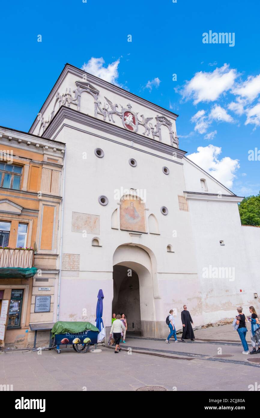 Aušros vartai, Porte d'Alba, Vilnius, Lituania Foto Stock